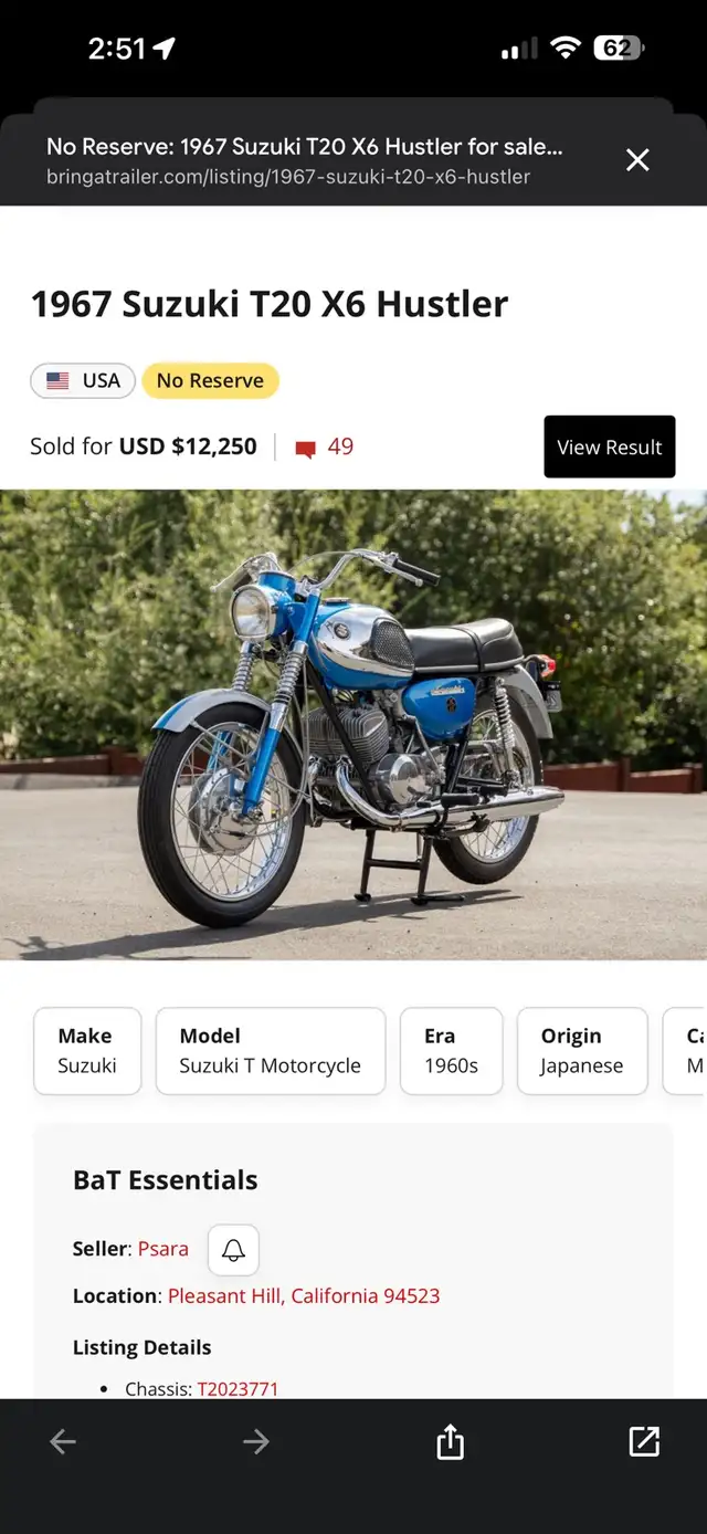 Vintage Suzuki 2-Stroke Gas Tank - T20 X6 Hustler / T250? in Motorcycle Parts & Accessories in Mississauga / Peel Region - Image 9