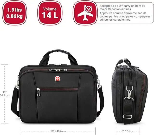 Swiss Gear Ballistic Top-Loading 15.6" Laptop Case (SWA0907) in Laptop Accessories in Markham / York Region - Image 3