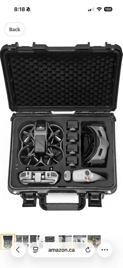 Comes with 5 batteries, dock charger, goggles, motion controller, regular controller and spare prope...