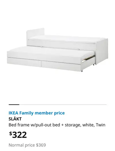 Bed frame with pull out bed and storage white in twin size, View more