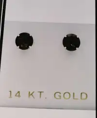 Genuine 1.58Cts. Smoky Topaz Stud Earrings, 14 K White Gold