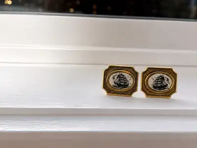Vintage Gold-Tone Sailing Ship Cufflinks, View more
