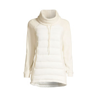 Size 1X NWOT Land's End Fleece meets puffy in an ivory pullover