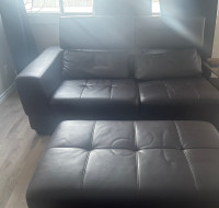 Leather couch with ottoman 