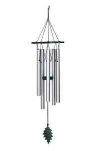 Woodstock Green Verdigris Windchime with Leaf Accent Brand New