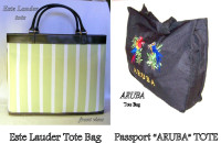 2 large Totes, Este Lauder like new & Passport ARUBA, new $20 ea