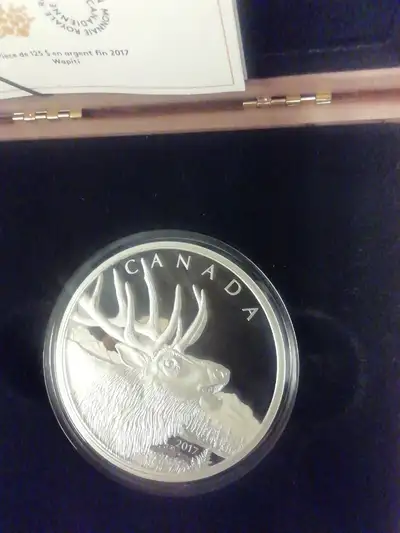 2017 Royal Canadian Mint $125 ELK Fine Silver Coin, View more