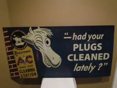A.C. SPARK PLUG CLEANING STATION ADVERTISING SIGN, View more