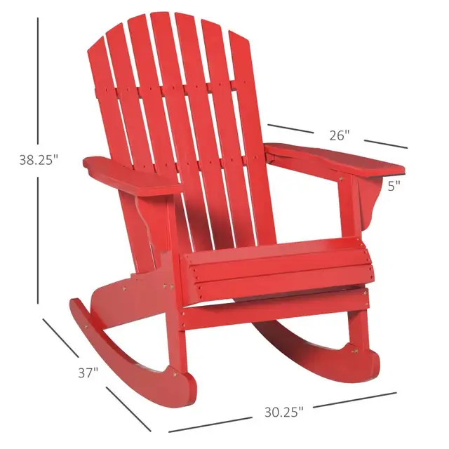Outsunny Wooden Adirondack Rocking Muskoka Chair with Slatted Wo in Chairs & Recliners in Markham / York Region - Image 3