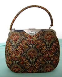 VINTAGE TAPESTRY DECORATED HANDBAG...NORMANDIN MONTREAL