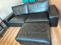 IKEA Kivik Sofa, Kivik Storage Footstool, Black Leather