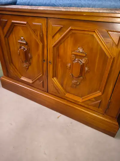 Solid Wood Cabinet with Granite Top – Carved Doors – Excellent C, View more