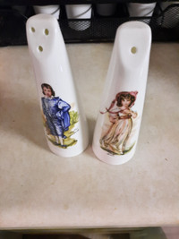 Vintage Pinky and Blue Boy Salt and Pepper Shakers Set.