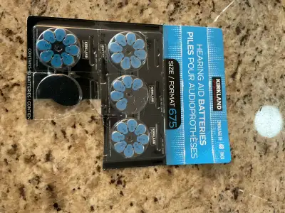 These are Kirkland Hearing Aid Batteries size 675, and are in new condition. The package is opened a...