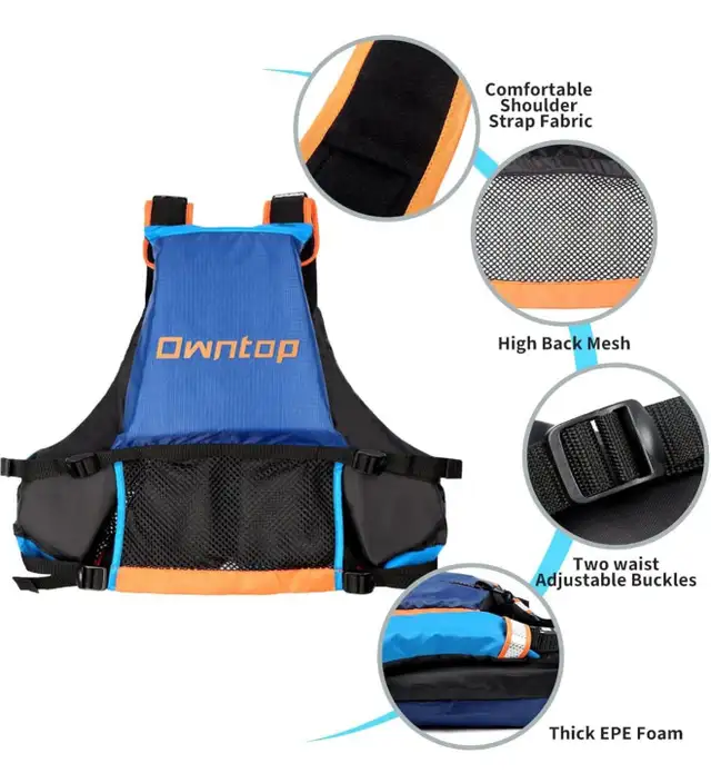 New Life Vest for Adult with Adjustable Safety Strap/Blue XL/XXL in Water Sports in Calgary - Image 9