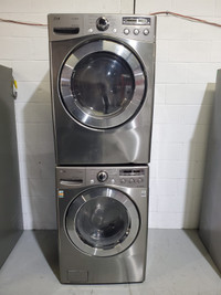 LG Washer Dryer stackable stainless 27″ WM2501HVA DLE2701V Used