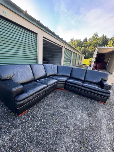Black Leather Sectional DELIVERY AVAILABLE , View more