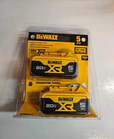 DeWalt 5ah XR Battery 2 Pack new, sealed , View more