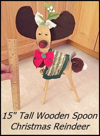 15 inch Tall Christmas Wooden Spoons Reindeer
