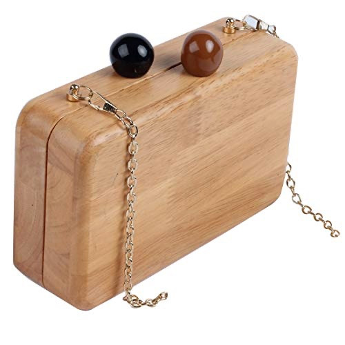 Elegant Wood Clutch Shoulder Crossbody Purse with Metal Chain in Women's - Bags & Wallets in City of Toronto