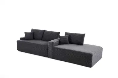 Charcoal Corduroy Modular L-Shaped Sectional  , View more