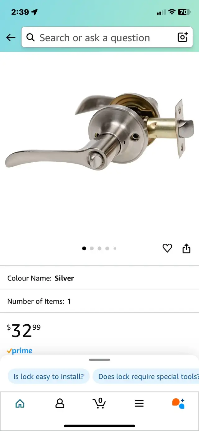 Satin  nickel door handle in Windows, Doors & Trim in Markham / York Region - Image 2