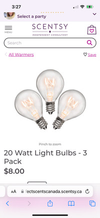 For use with Scentsy Warmers that require a 20-watt lightbulb