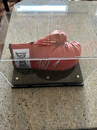 Mike Tyson signed boxing glove in display case with Beckett COA 