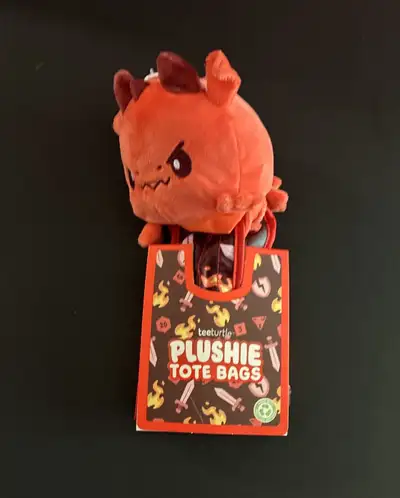 TeeTurtle Angry Dragon Plush Reusable Tote Bag, View more