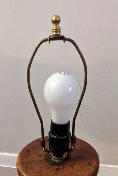 Antique pine table lamps., View more