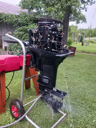 25 HP EVINRUDE 2 STROKE Short shaft 15" with fuel tank Model # E25KLEDC Serial # G04079364 73 KG 161...
