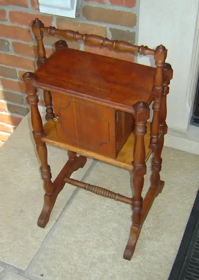 Beautiful Antique Solid Walnut Sewing Cabinet, View more