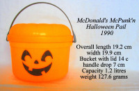 Vintage 1990 McDonald’s Halloween orange bucket and lid McPunk'n