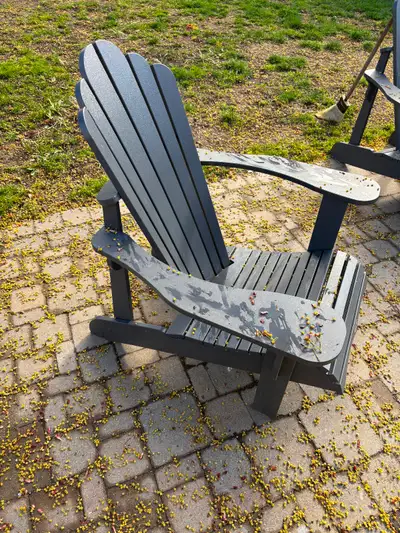 I have 2 grey  adirondack chairs hard resin, View more