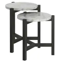SPRING SPECIAL SALE IS ON FOR TWO ACCENT NESTING TABLE IN GREY.