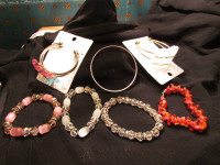 Bracelets Natural Gemstone, rose quartz, White Quartz Crystal, A