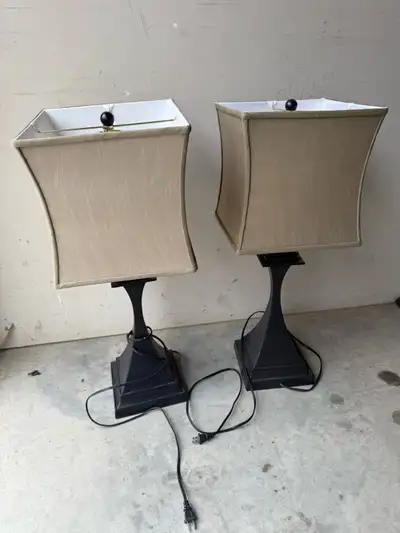 Set of 2 Table Lamps with Square Fabric Shades, View more