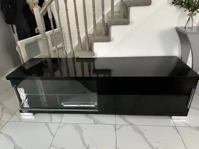 6FT Modern Black Lacquer TV Stand – Heavy Duty & Sleek Design Stunning 6-foot-long modern TV/media s...