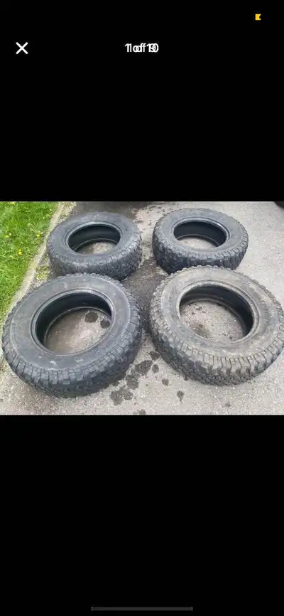 4 bf goodrich mud terrain ta km 255/75/17 3 ply load c off-roading mudding tires. 2 have tread death...