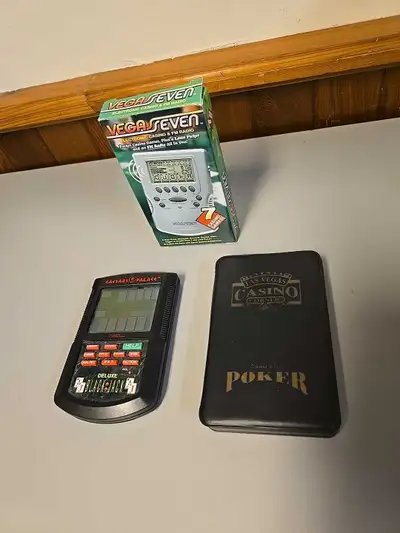 Get the excitement of a casino in the palm of your hand with this lot of 3 handheld electronic casin...