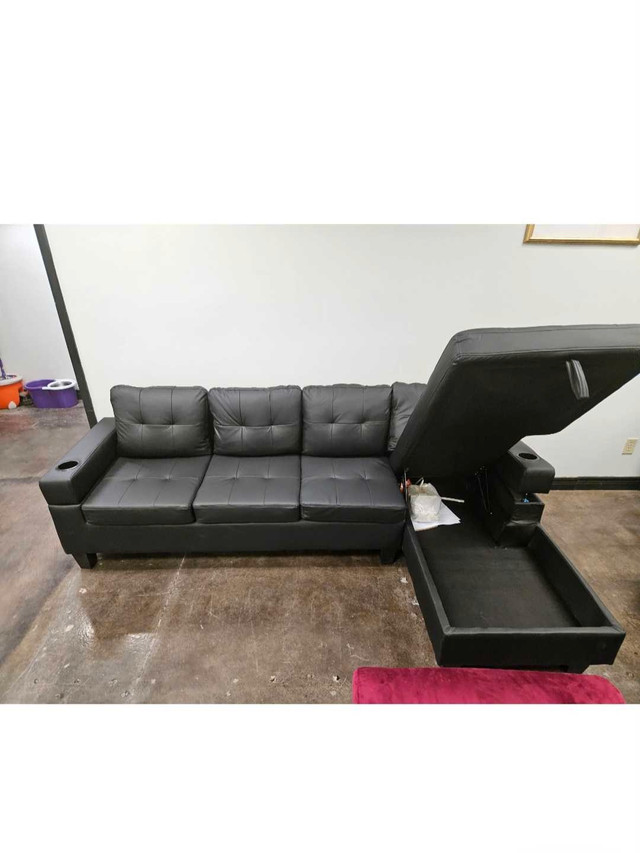 NEW- Anti Scratch Leather Sectional Storage Sofas + Cup Holders in Couches & Futons in Markham / York Region - Image 4