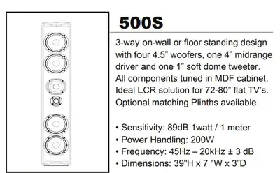 4 available...$125 each the S500 is designed as a wall mounted speaker or used free standing on a sh...