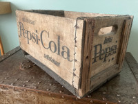 Antique Pepsi-Cola Bottle Wood Box, Valleyfield Pepsi Signs