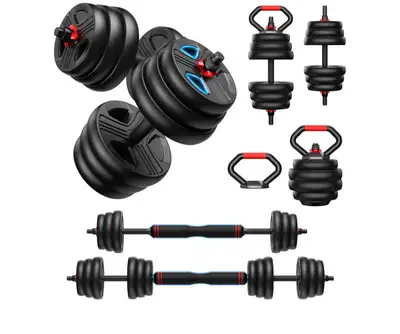 Brand new missing fixed nut Adjustable Dumbbell Set, 90lbs Free Weights Set 4 in 1 Weight Set Used a...