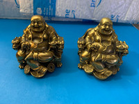 Brass Laughing Buddha on Emperor`s Dragon Chair $50 both=$25each