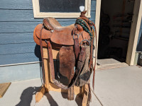 Western ranch saddle and tack