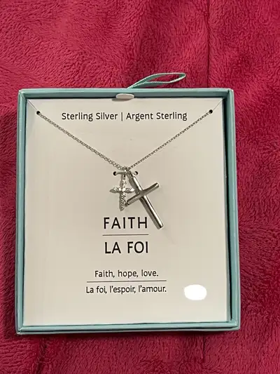 Sterling Silver Double Cross Pendant Necklace, View more