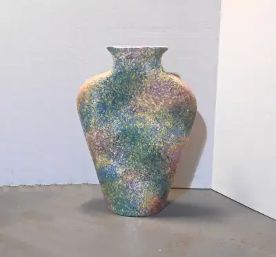 Vtg John Bergen Studio Ceramic Vase Splatterware Speckled B87, View more