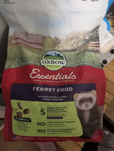 4 lb unopened bag of oxbow ferret food, free, View more