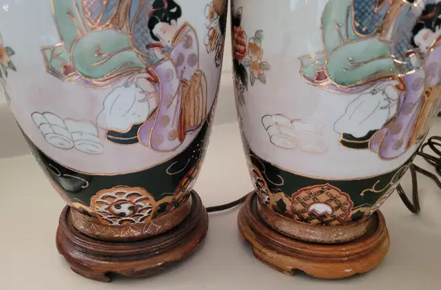 Vintage Japanese Porcelain Lamps with Geisha Girls in Arts & Collectibles in Oshawa / Durham Region - Image 6